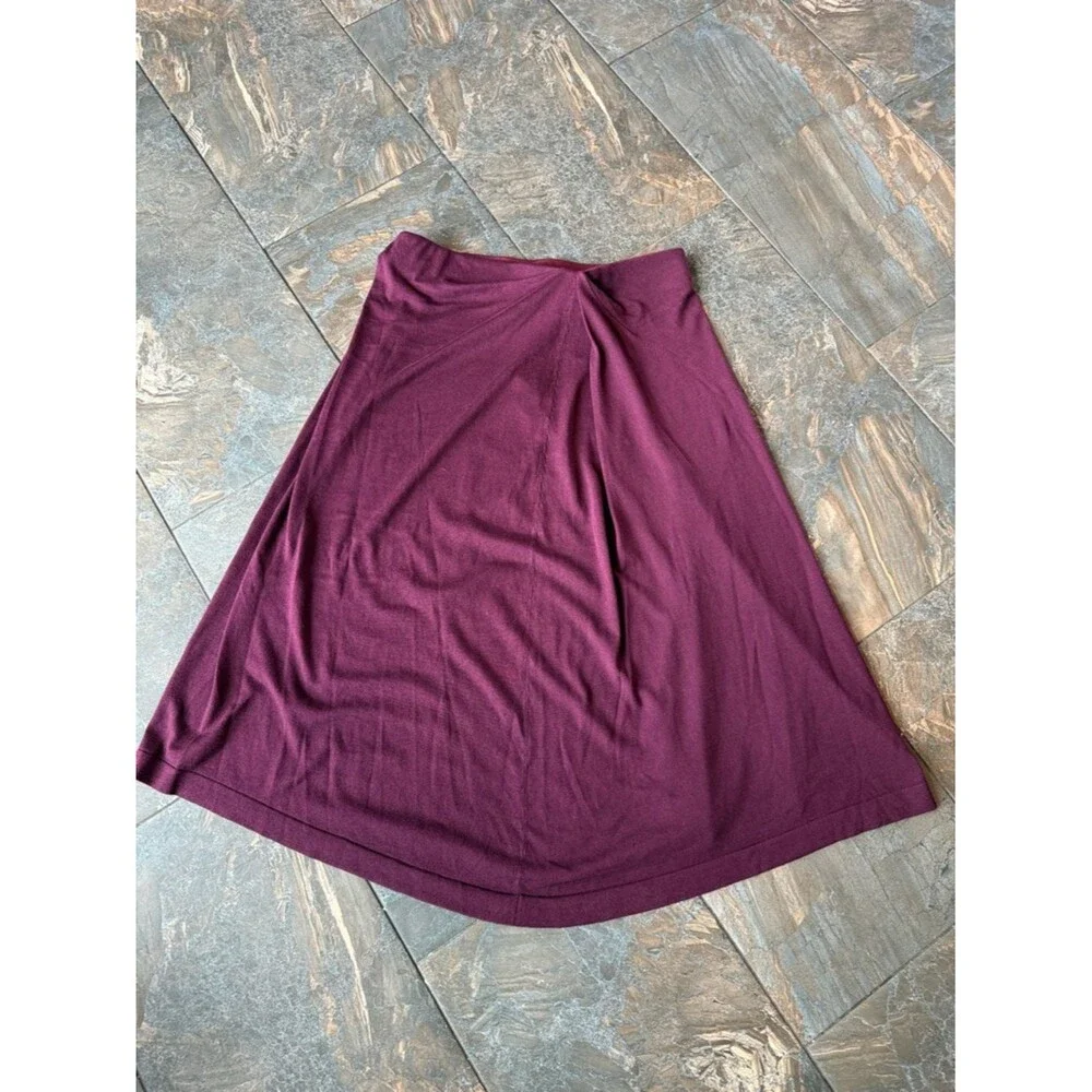 LAFAYETTE 148 NEW YORK Cotton-Silk Knit Asymmetrical Draped A-Line Midi Skirt